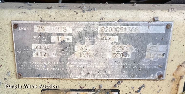 image for item DP8429 2002 JLG 33RTS scissor lift