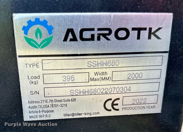 image for item DP8440 2022 Agrotk SSHH680 skid steer breaker