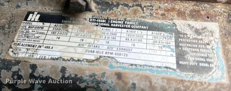 image for item DQ6857 1980 International Harvester Cargostar 1850 B truck cab and chassis with tree spade