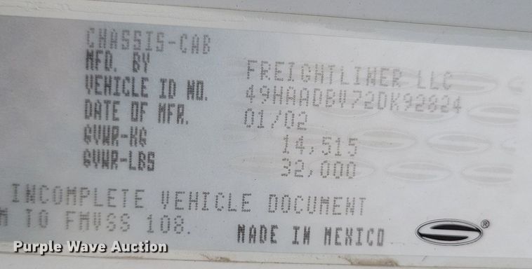 image for item DR4315 2002 Sterling SC8000 street sweeper truck