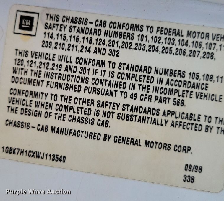 image for item DR4380 1998 Chevrolet  C6500 dump truck