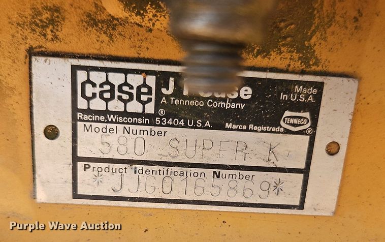 image for item DR8720 1992 Case 580 Super K backhoe