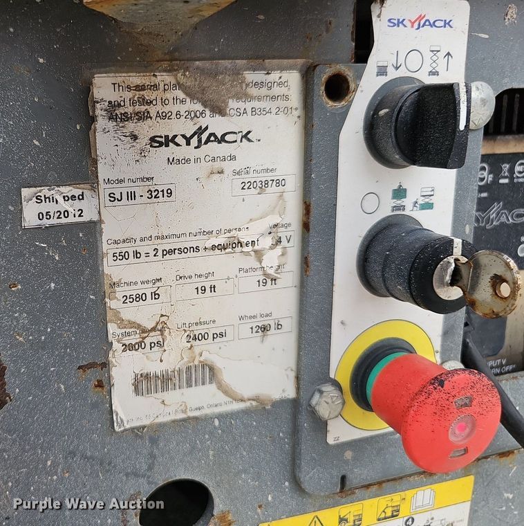 image for item DS4683 2012 Skyjack SJIII 3219 scissor lift