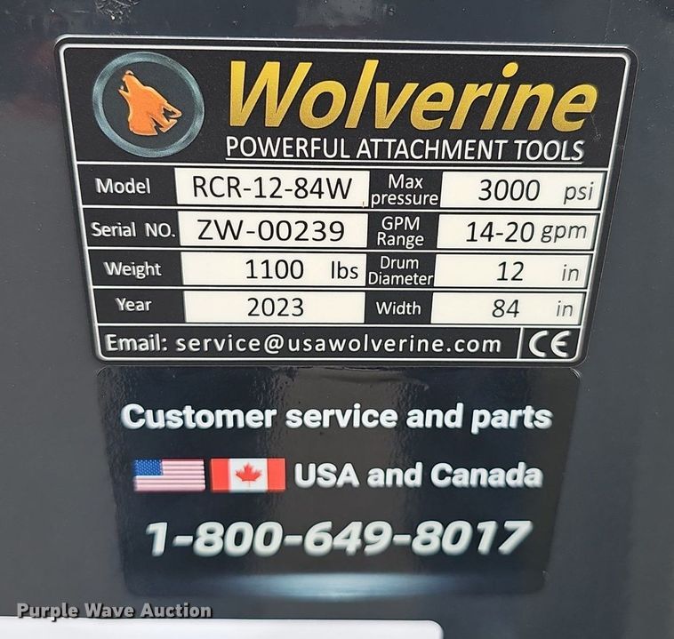 image for item DS4687 2023 Wolverine RCR-12-84W skid steer rock picker