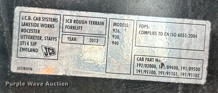 image for item DX0973 2013 JCB 926 forklift