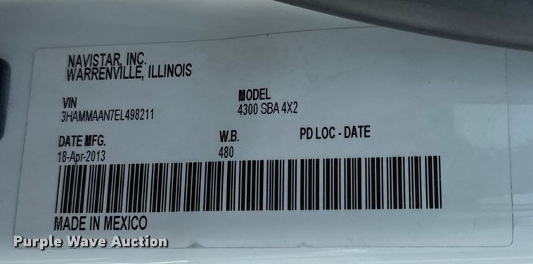 image for item DX3486 2014 International DuraStar 4300 bucket truck