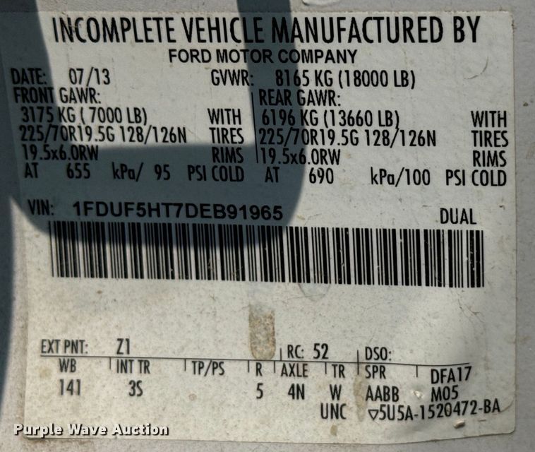 image for item DX3488 2013 Ford  F550 Super Duty XLT bucket truck