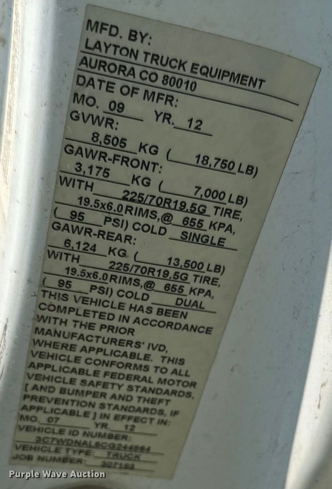 image for item DX3490 2012 Dodge Ram 5500HD bucket truck