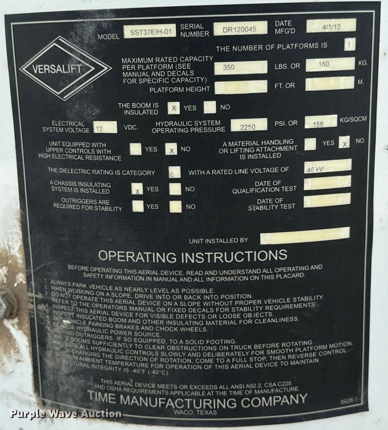 image for item DX3490 2012 Dodge Ram 5500HD bucket truck