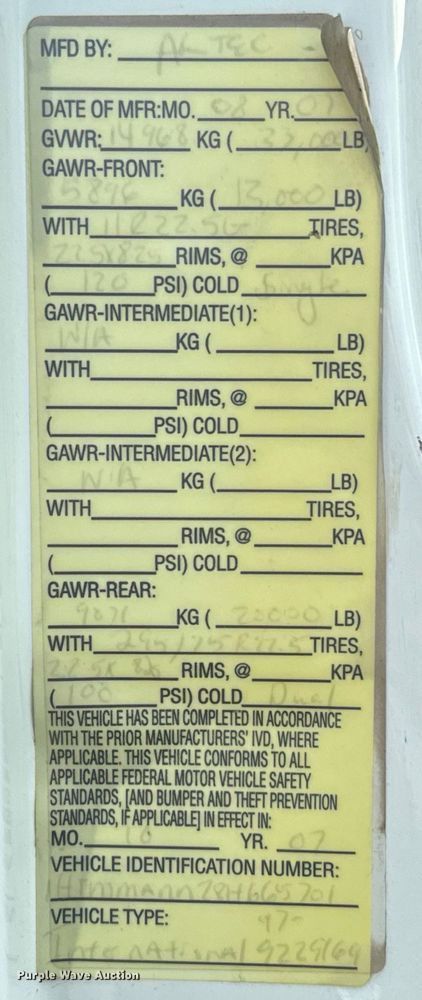 image for item DX3491 2008 International DuraStar 4300 bucket truck