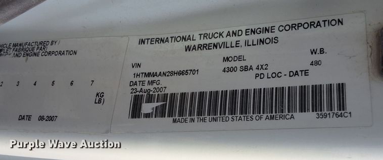 image for item DX3491 2008 International DuraStar 4300 bucket truck