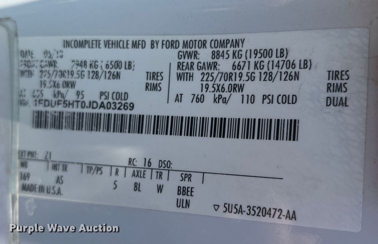 image for item EG0824 2018 Ford F550 utility / service truck