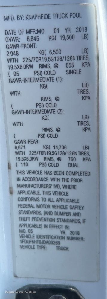 image for item EG0824 2018 Ford F550 utility / service truck