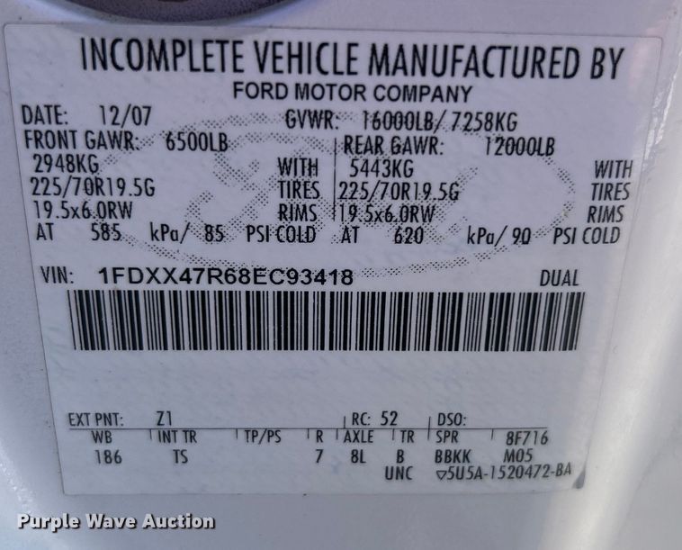 image for item EG0859 2008 Ford F450 Super Duty  SuperCab utility / service truck