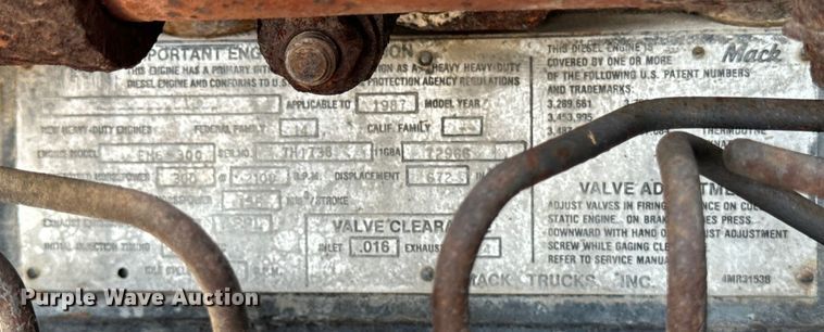 image for item EH4341 1987 Mack RS686LS dump truck