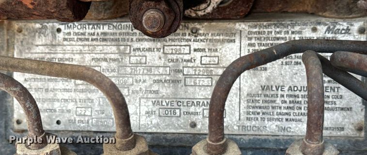 image for item EH4341 1987 Mack RS686LS dump truck