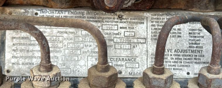 image for item EH4341 1987 Mack RS686LS dump truck