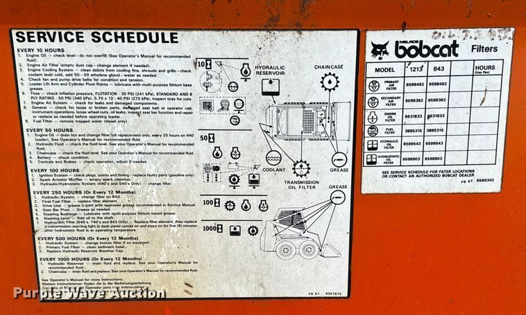 image for item EH4342 1987 Bobcat  843 skid steer loader