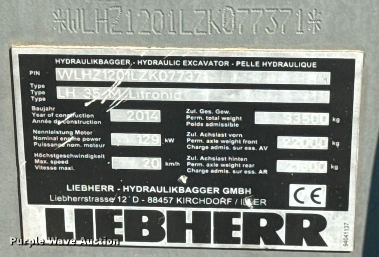 image for item EH4348 2014 Liebherr LH35M Litronic material handler