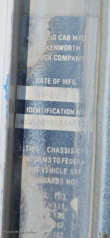 image for item EI3986 1990 Kenworth  W900 dump truck