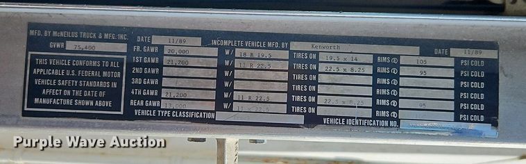 image for item EI3986 1990 Kenworth  W900 dump truck