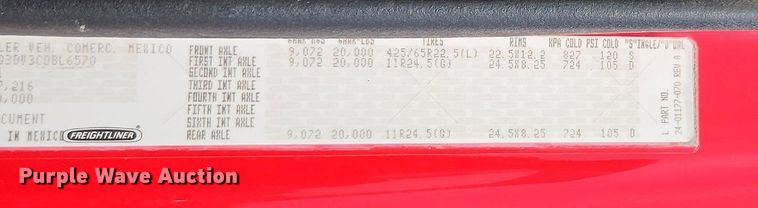 image for item EI3988 2012 Freightliner  114SD dump truck