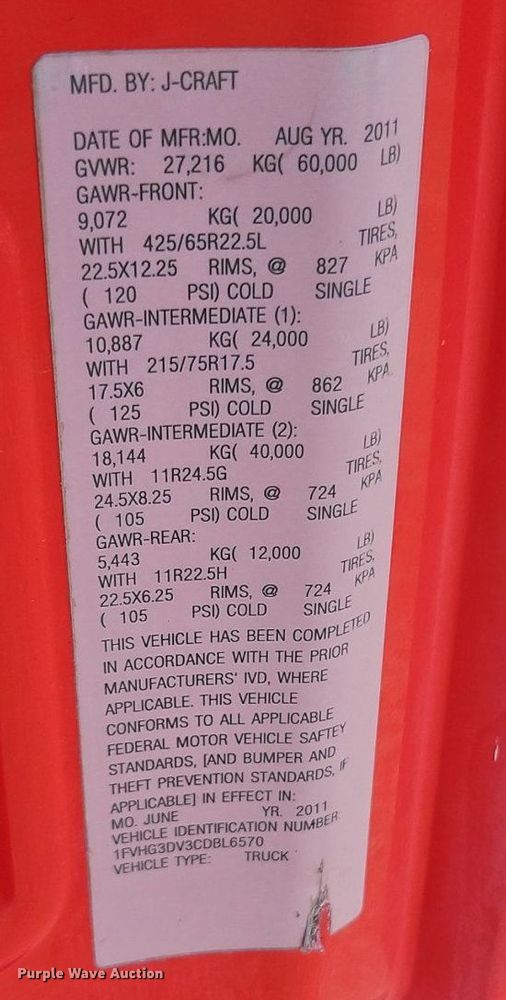 image for item EI3988 2012 Freightliner  114SD dump truck