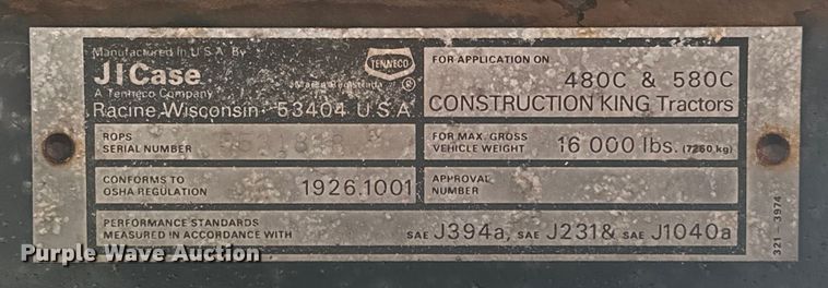 image for item EJ4437 1978 Case 580C backhoe