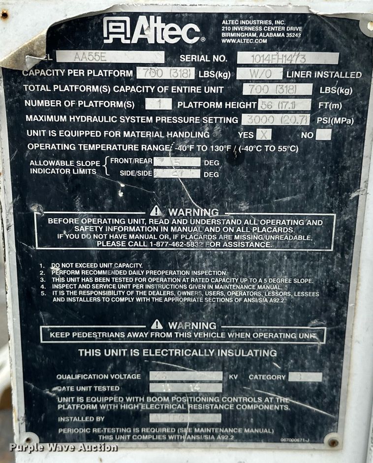 image for item EJ4450 2015 Freightliner  Business Class M2 bucket truck