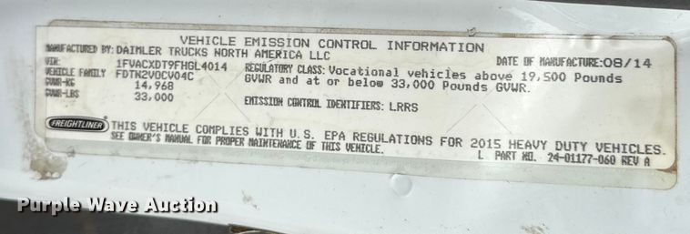 image for item EJ4450 2015 Freightliner  Business Class M2 bucket truck