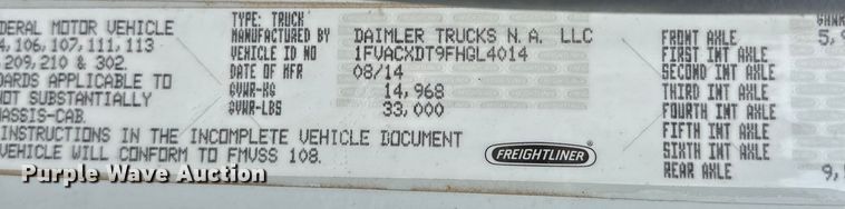 image for item EJ4450 2015 Freightliner  Business Class M2 bucket truck