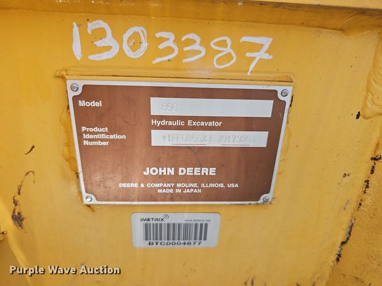 image for item EJ5797 2014 John Deere  85G mini excavator