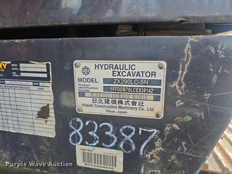 image for item EJ5798 2012 Hitachi  ZX290LC-5N excavator