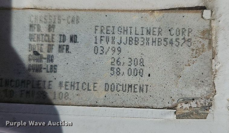 image for item EJ5801 1999 Freightliner  FL80 dump truck