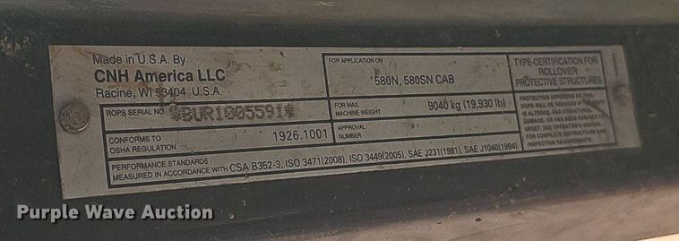 image for item EJ5805 2011 Case  580N  backhoe