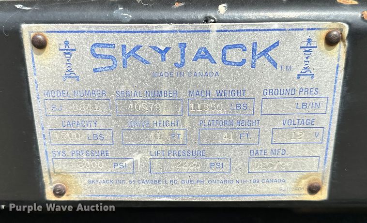 image for item EJ6394 1997 Skyjack SJ8841 scissor lift