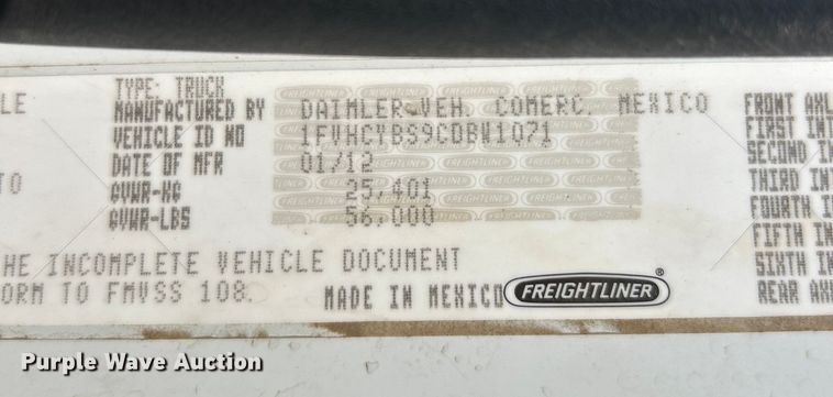 image for item EK4918 2012 Freightliner  Business Class M2 dump truck