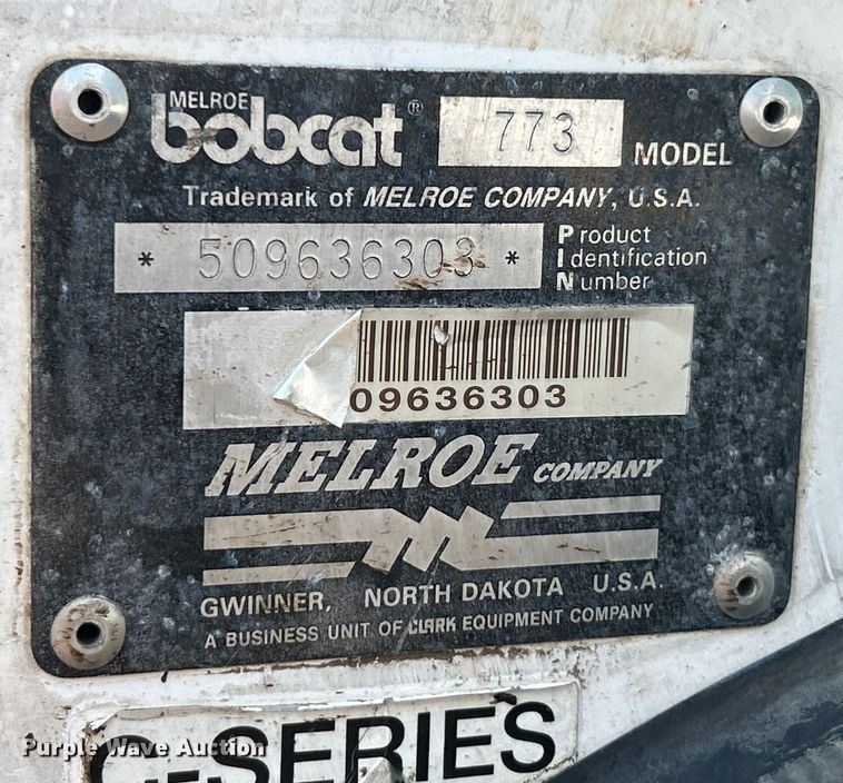 image for item EK4923 1995 Bobcat 773 skid steer loader