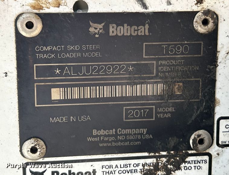 image for item EK4927 2017 Bobcat T590 tracked skid steer loader