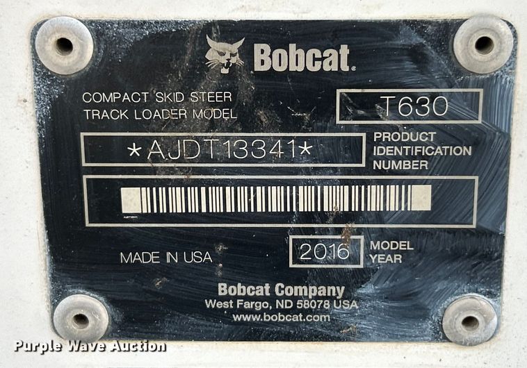 image for item EK4963 2016 Bobcat T630 tracked skid steer loader