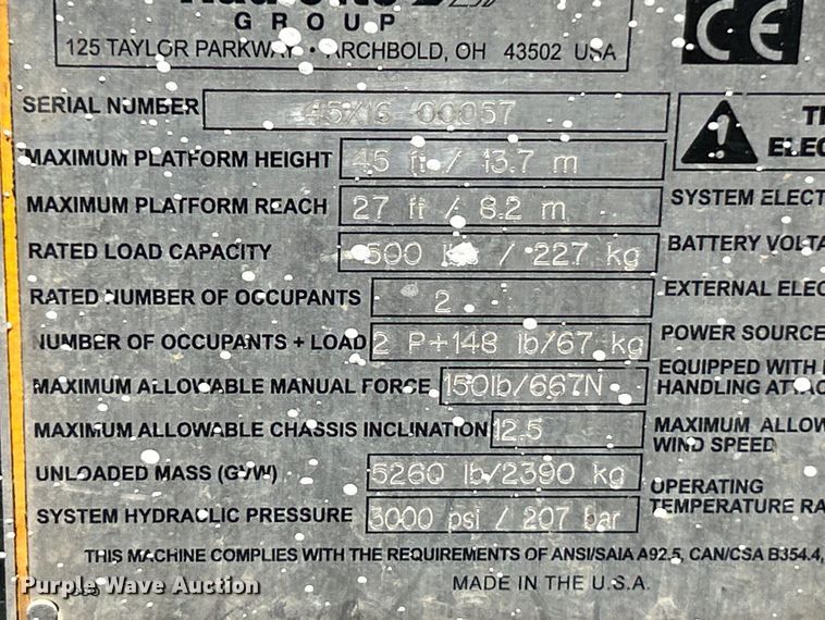 image for item EK4967 2016 Haulotte 45XA boom lift