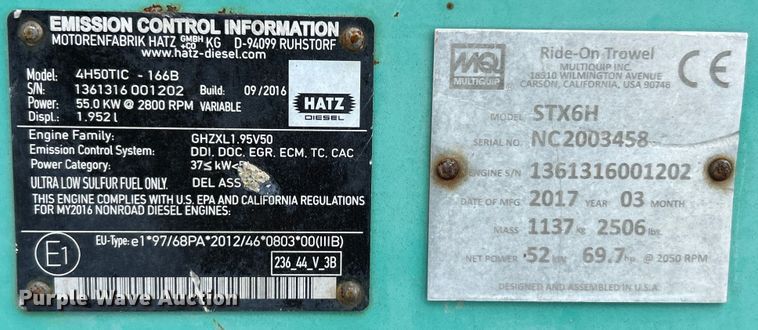 image for item EK4986 2017 Whiteman STX6H power trowel