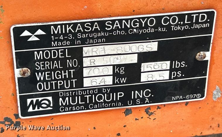 image for item EK4993 Mikasa Sangyo MRH-800GS double drum vibratory roller