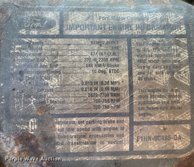 image for item EK8809 1992 Ford L8000 dump truck