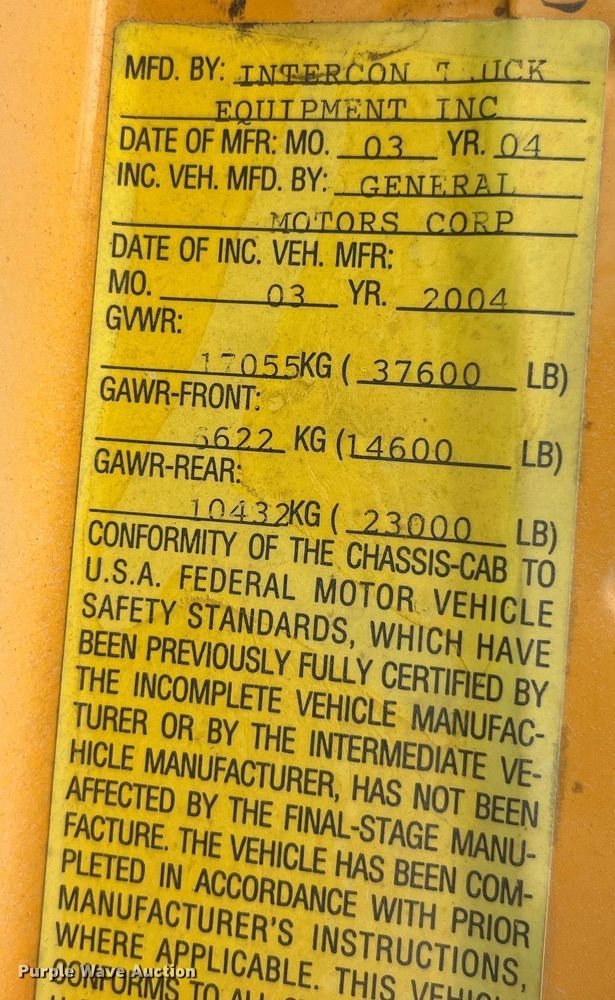 image for item EK8843 2004 GMC C7500 dump truck