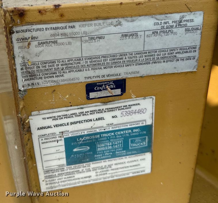 image for item LR9406 2008 Kiefer reel trailer