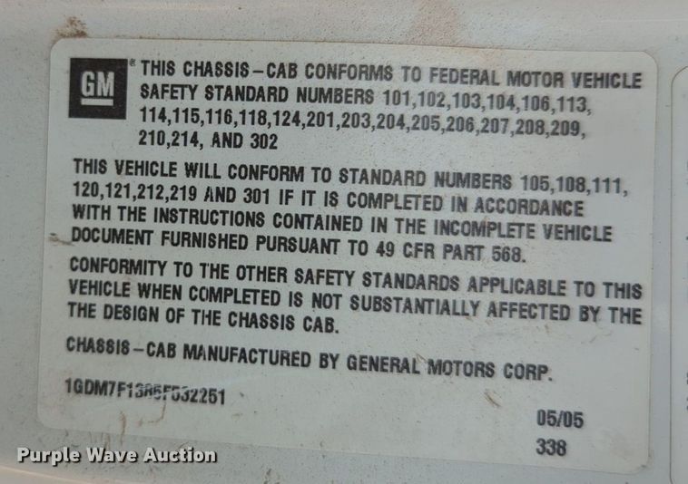 image for item NG9977 2005 GMC 7500 asphalt patch truck