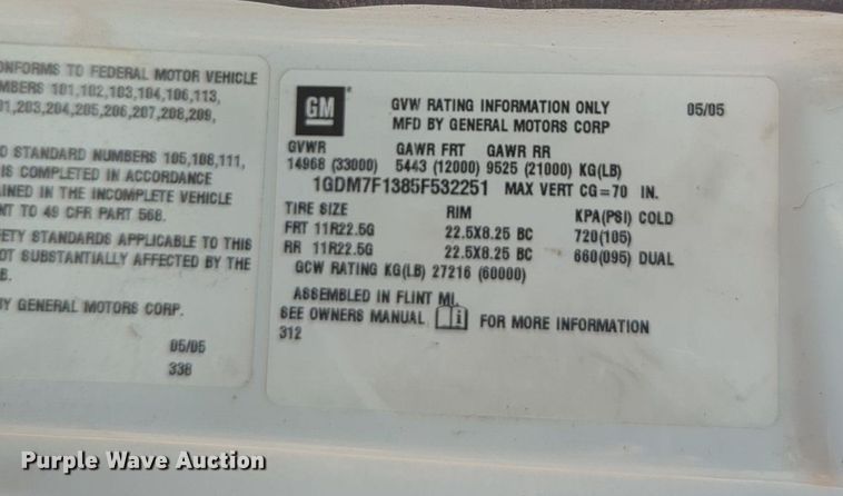 image for item NG9977 2005 GMC 7500 asphalt patch truck