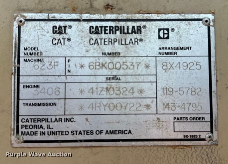 image for item NQ9688 1998 Caterpillar 623F elevating scraper