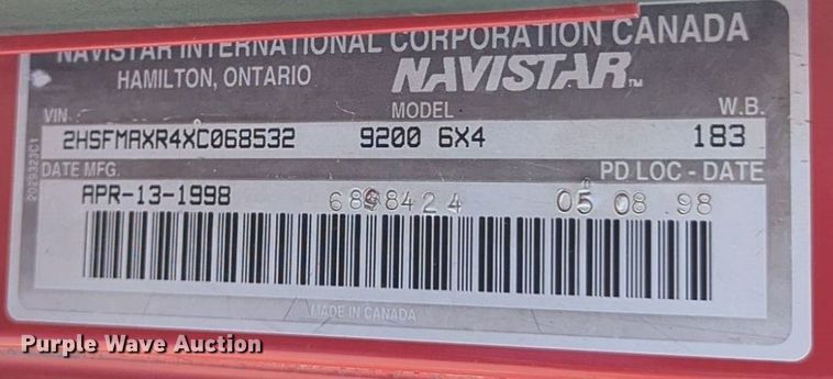 image for item NW9603 1999 International 9200 Eagle dump truck